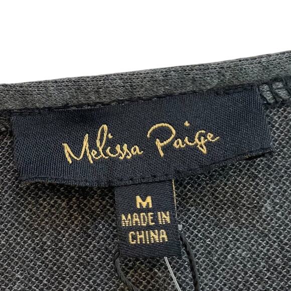 NWT, Melissa Paige Floral Gray, Black Sweater, Penny Lane Style Cuffs/Fur, M - Picture 6 of 14